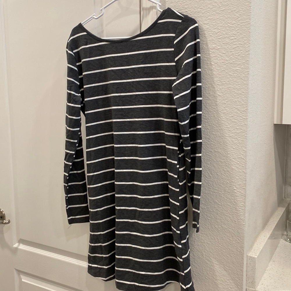 Grey/White Striped Dress
